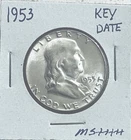 1953-P Franklin Silver Half Dollar Gem BU Frosty White Key Date Lowest Mintage