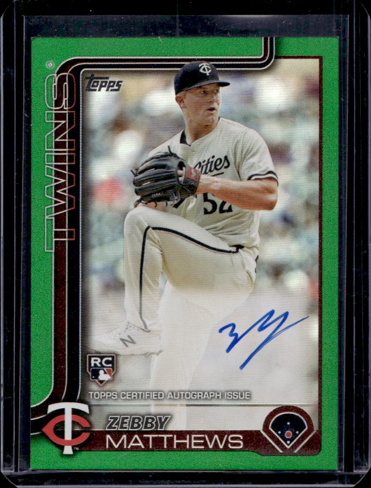 2025 Topps Zebby Matthews Real One Auto RC Green Foil Rookie #51/99 Twins