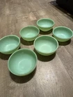 Lot of 6 Vintage Fire King Jadeite Green Bowls Oven Ware 5" Chili Soup Mixed set