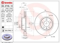 Brembo 2 Bremsscheiben Coated Disc Line BelüFtet 296 Mm (09.5749.11) |