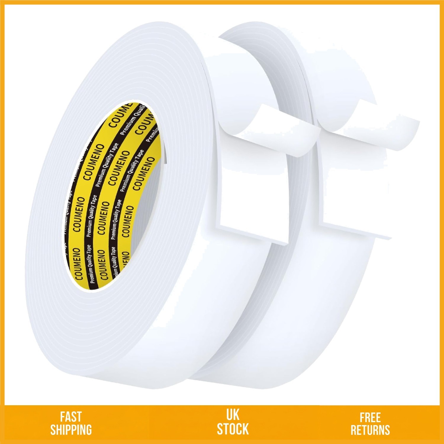 Durable White Weatherproof EVA Foam Sealing Tape 3mm x 50mm x 5m 2 Pack Qty
