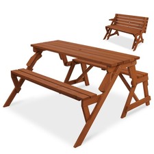 Best Choice Products 2-in-1 Interchangeable Wooden Picnic Table/Garden Bench