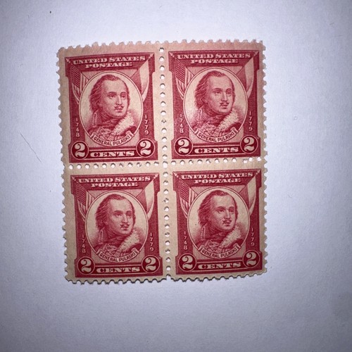 US Postage Scott #690 Pulaski ~ 2-cent ~ Mint ~ Block of 4 Stamps~ MNH/OG - Picture 1 of 2