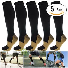 5 Pairs Copper Socks 20-30mmHg Compression Socks Graduated Support Mens Womens