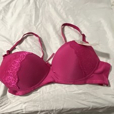 Pink Lace Underwire T-Shirt Bra 34B Hook & Ey...