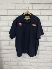 Jesse James Work Wear Shirt Mens Large Dark Blue West Coast Choppers M/C Club