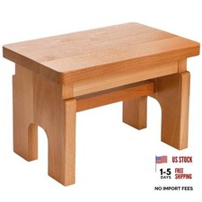 Small Wood Step Stool 7.5 Inch - Non-Slip One Step Stool - Portable Bedside