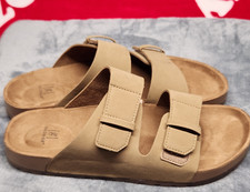 George Mens Slide Sandals Tan Double Strap Comfort Slides Size 10 EU 43