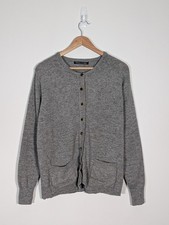Woolovers Medium Grey 100% Wool High Neck Knitted Cardigan