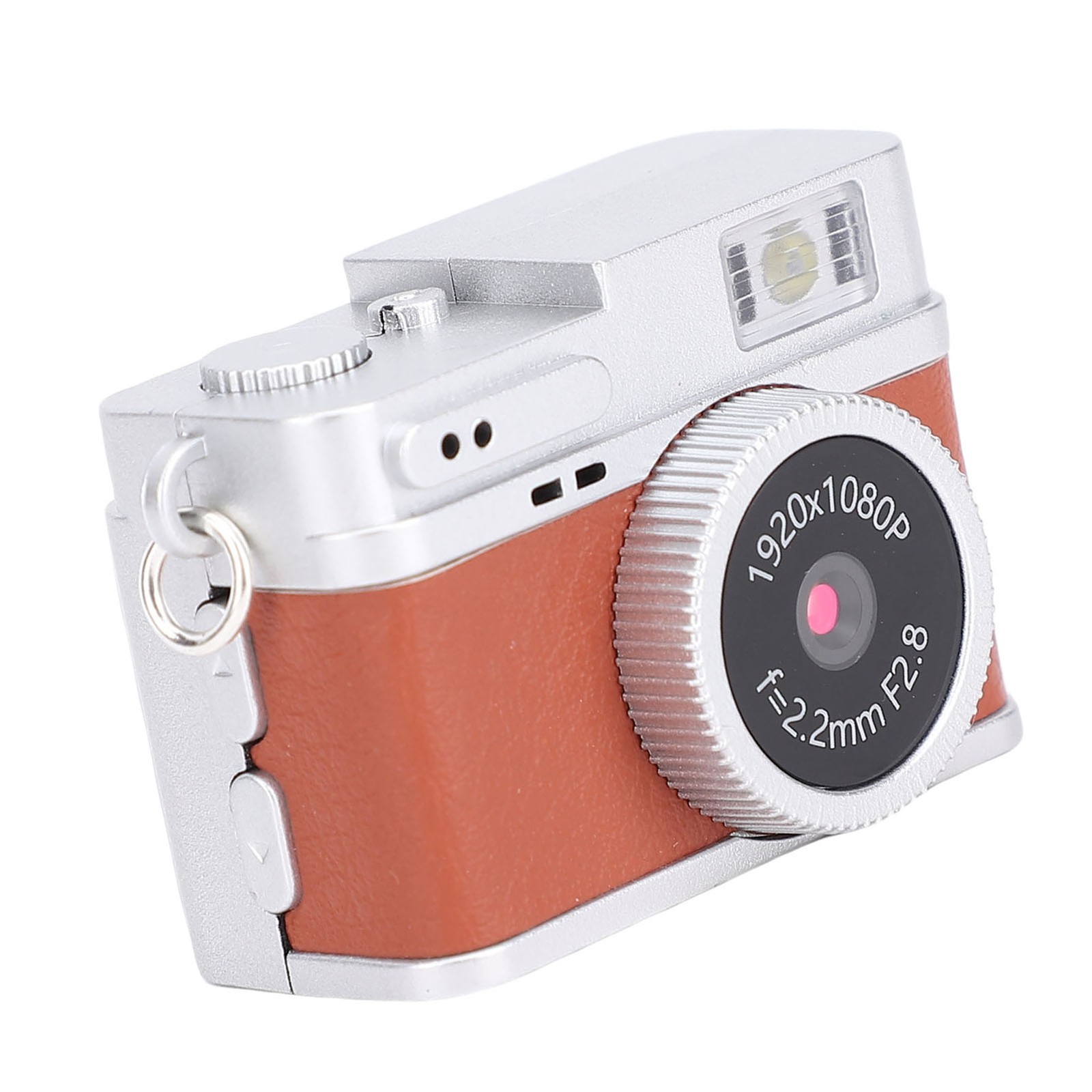 ‧Brown Keychain Digital Camera With Chain Necklace Flash Light 1080P HD Small