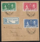 FALKLAND IS. SOUTH GEORGIA CORONATION ISSUES ON REGD. FIRST DAY COVER 1937