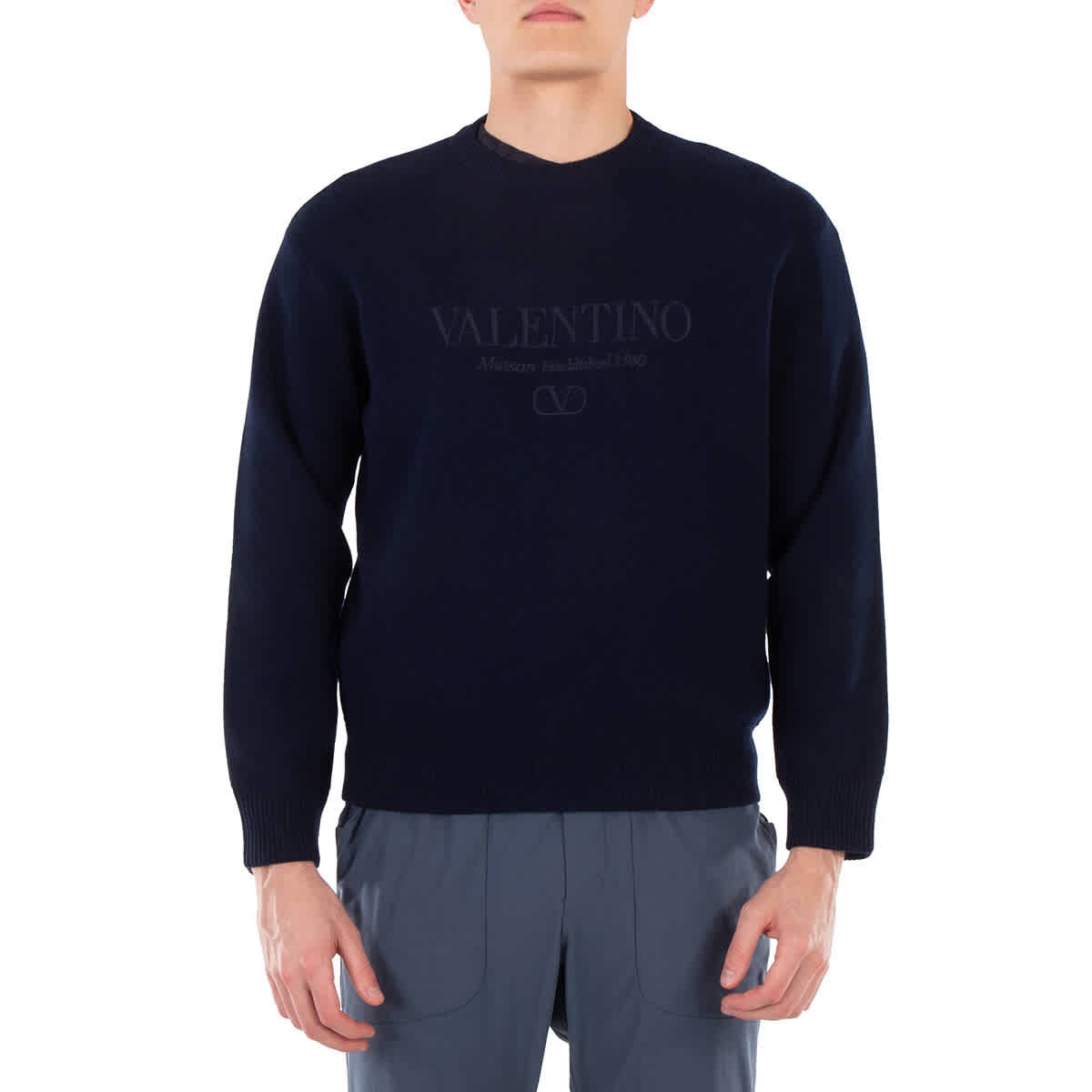 Джемпер из натуральной шерсти с круглым вырезом и вышитым логотипом Valentino 172190₽