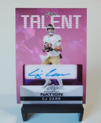 CJ Carr Auto 6/6 - 2025 Leaf Football Nation RC Pure Talent /6 Auto   Notre Dame