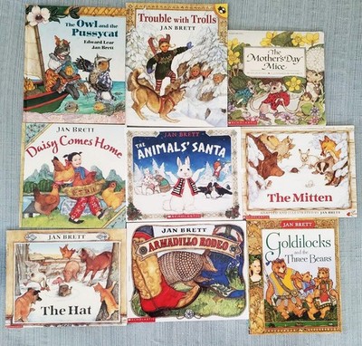 Lot 9 JAN BRETT THE MITTEN HAT TROUBLE WITH TROLLS ARMADILLO Books   More