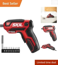Versatile Rechargeable 4V Cordless Screwdriver with 9 Precision Bits & Holder