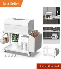 Space-Saving 2 Tier Printer Stand with Wheels & Waterproof Surface - Organizer