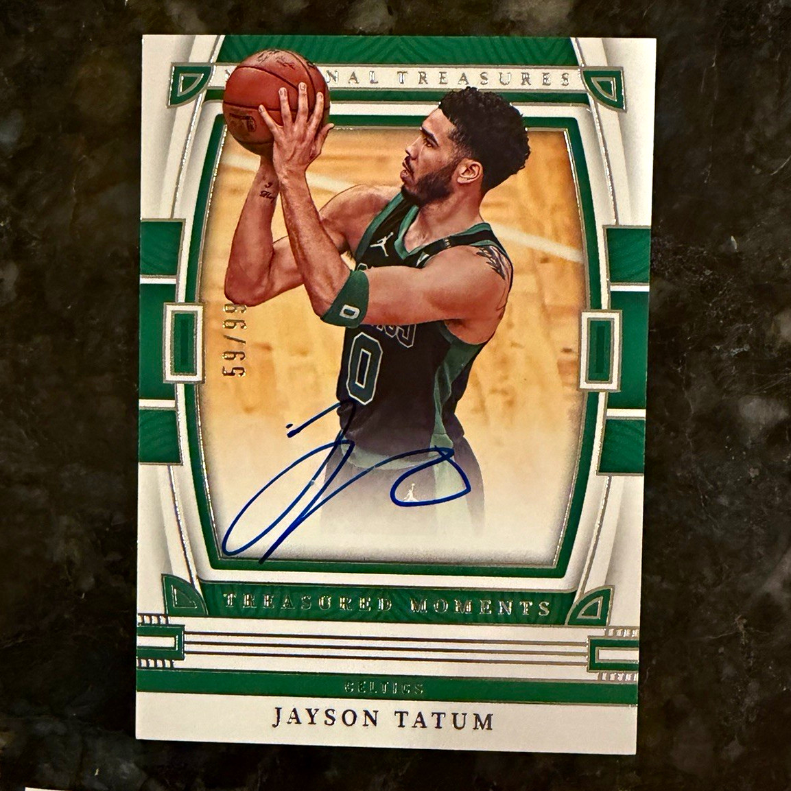 Panini 2022-23 National Treasures Treasured Moments Jayson Tatum Auto /99 TM-JYT