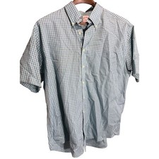 Brooks Brothers 346 Plaid Button Down Shirt Men's Large L Green Blue Non Iron