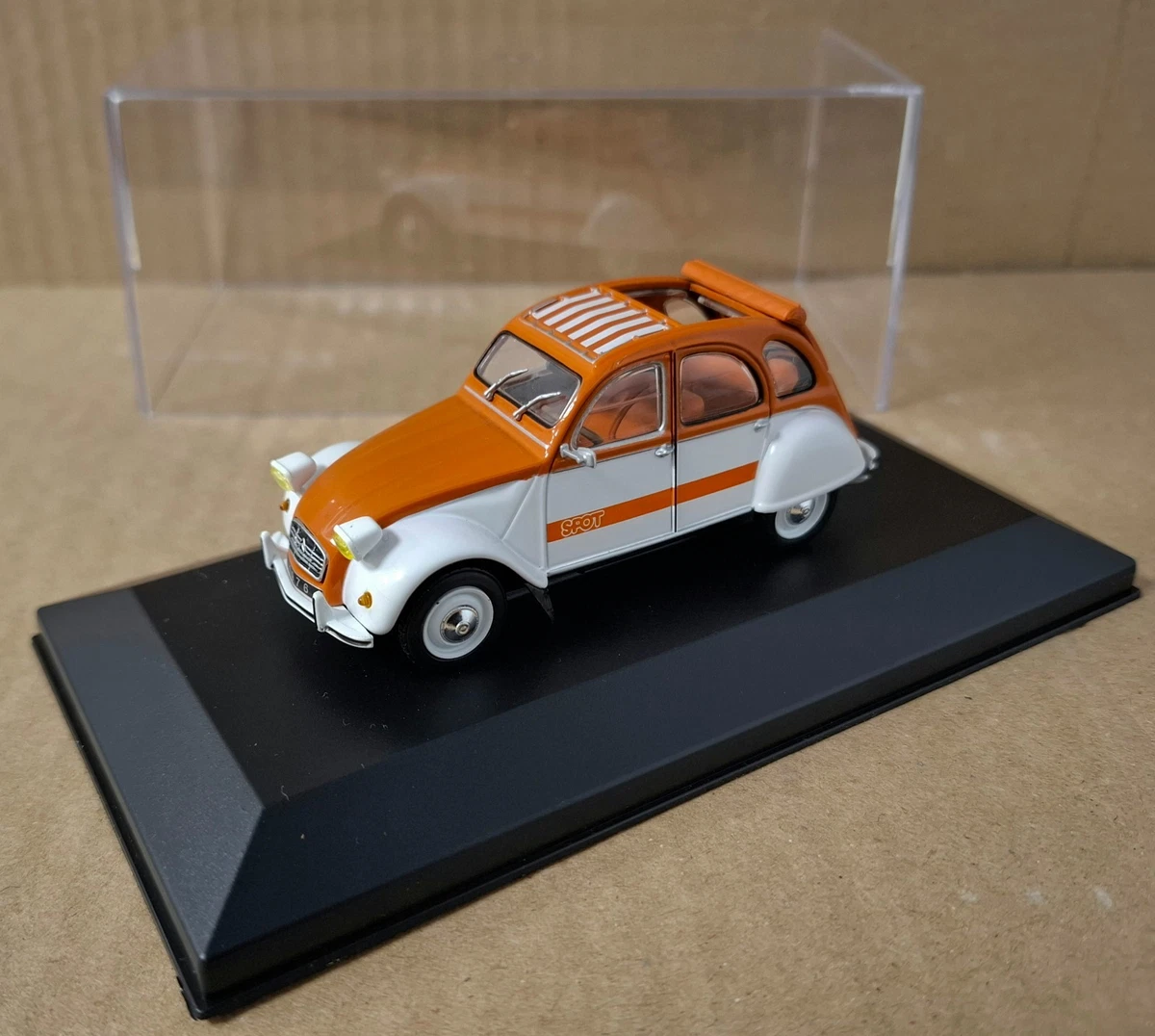 Citroën 2CV Orange Miniature 1/54 Par NOREV - 6,5 Cm - Jouet En Métal Diecast Neuf