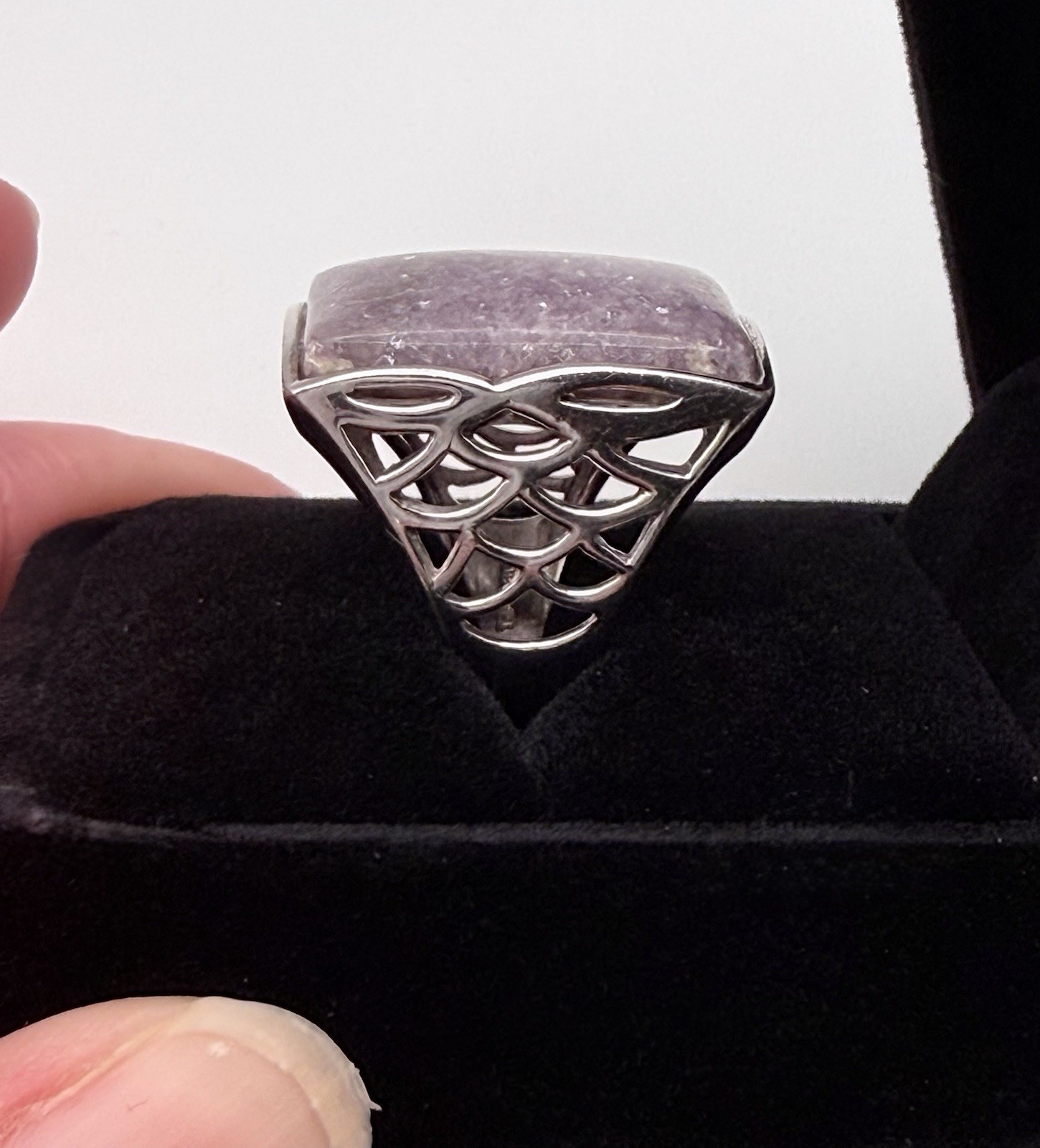 Sterling Silver Lepidolite Ring Large Statement S… - image 8