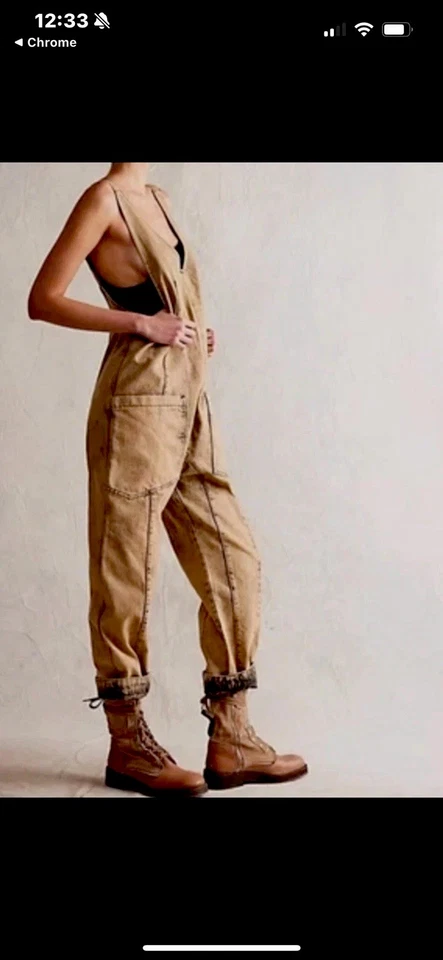 FREE PEOPLE ~WE THE FREE~ Farrow High Roller Denim Overalls, XL TALL NWOT - Image 4 of 4