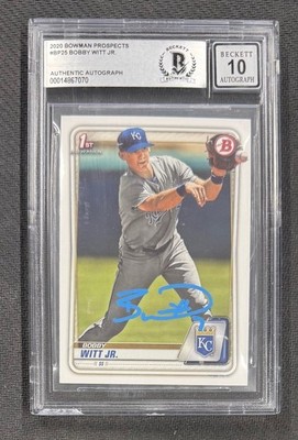 Bobby Witt Jr 2020 Bowman Paper Prospects Rookie Card #BP25 Auto Beckett 10