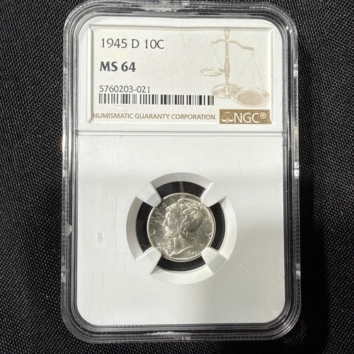 1945-D MERCURY DIME NGC MS64  Silver 10c