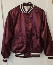 King Louie Satin Burgundy Pro Fit Bomber Jacket Med USA Vintage Nice Cond
