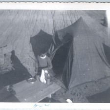 c1950s Painted Desert Arizona Snapshot Photo Man Camp Tent Petrified Forest AZ