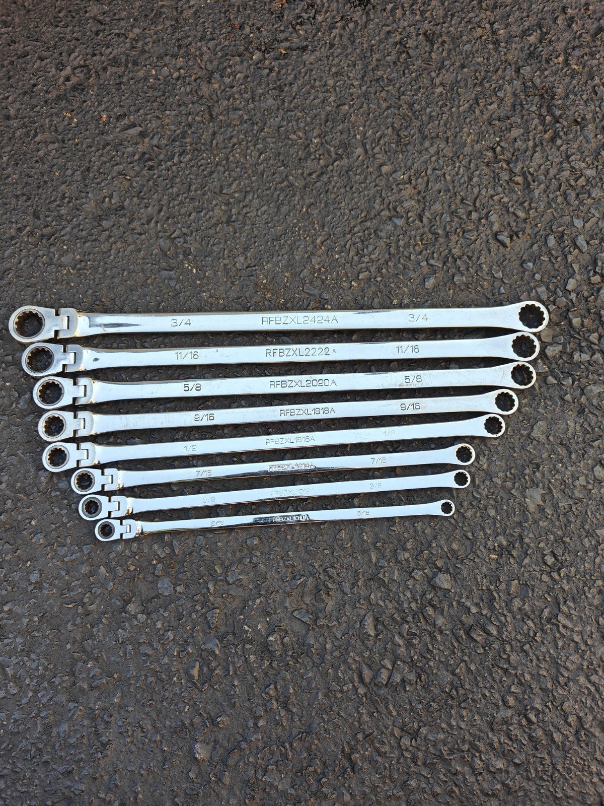 Matco Tools 8pc SAE 0° Flex Head Ratcheting Box XL Wrench Set Spline Inch