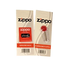 6 Genuine Zippo lighter Flints & 1 Wick - Two cards Value Pack - Pierre Mèche