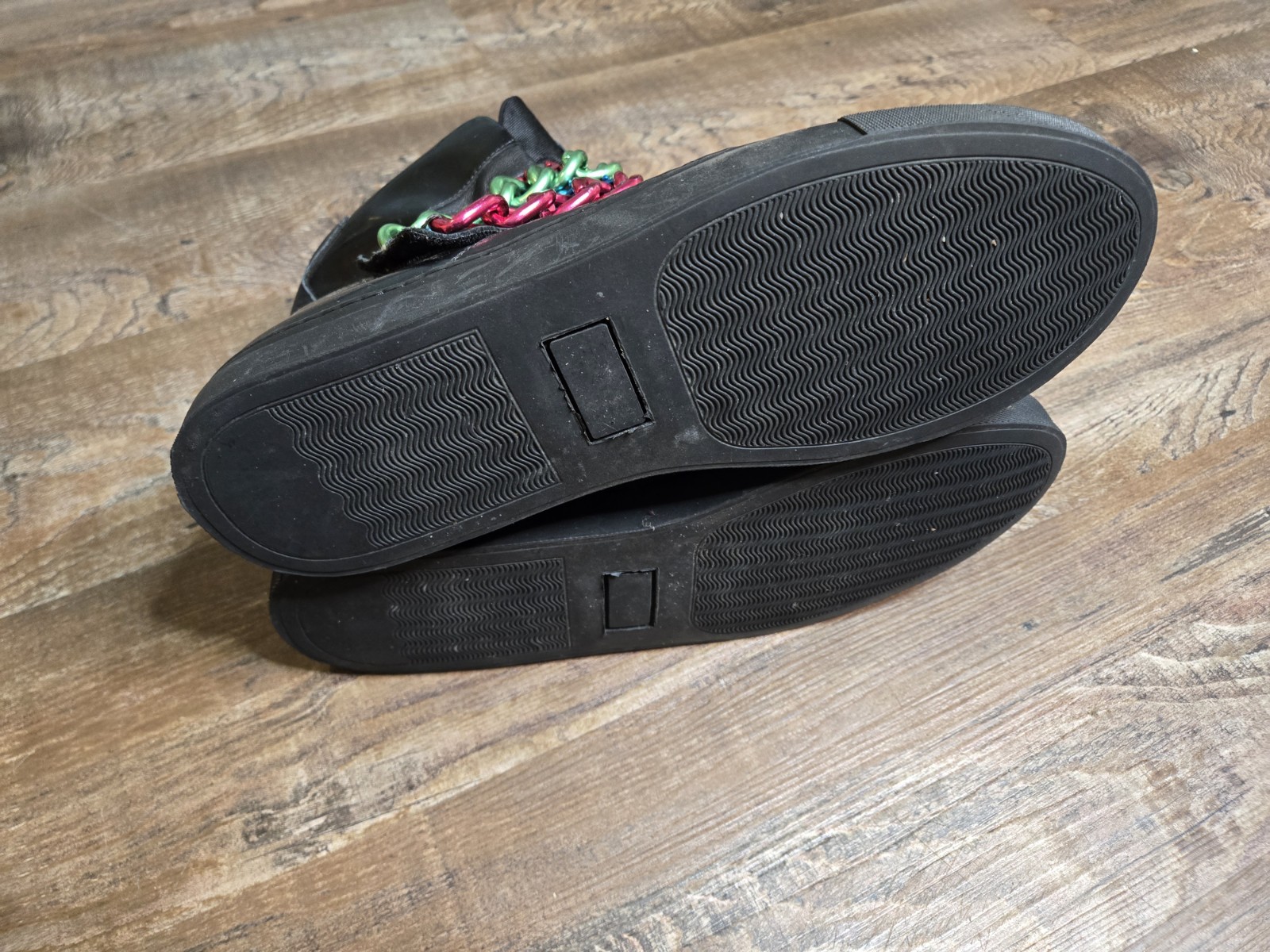 Raf Simons Black Holographic Tricolor Chained Sneaker… - Gem