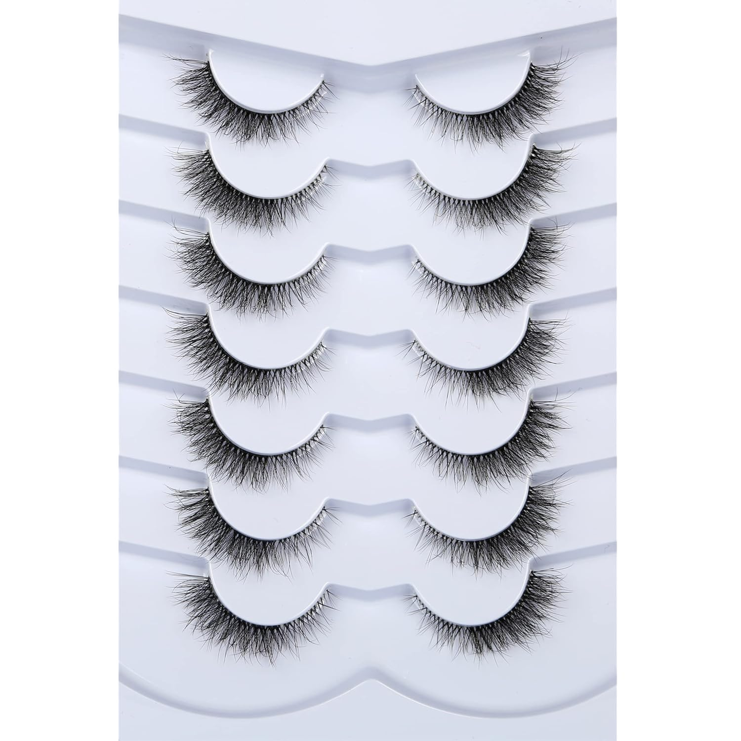 Natural Wispy Cat Eye False Lashes with Clear Band for Short Voluminous Extensions