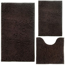 Chenille 3-Piece Bathroom Rug Set - Extra Soft, Absorbent, Machine Washable