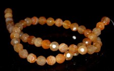 6MM YELLOW AGATE GEMSTONE FACETED ROUND LOOSE BEADS 7.5inch