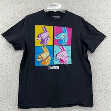 Fortnite Mens Large Black Tshirt Graphic Print Llama Colorblock Gamer Gear Epic