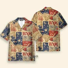 State Of Texas Hawaiian Shirt , Button Down Full Size S-5XL