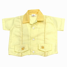 Sweet Vintage Infant Baby Newborn Yellow Embroidered Dogs Puppies Top Shirt EUC