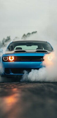 2018 DODGE CHALLENGER SRT HELLCAT BURNOUT (BLUEF RONT) POSTER 24 X 36 INCH SWEET