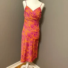 Diane von Fursten Bodycon Midi Dress – Size 2 – Spaghetti Strap Floral SATC Chic