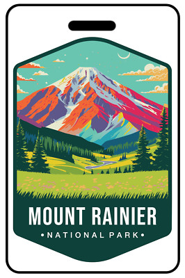 Mount Rainier National Park Retro Luggage/Bag Tag - FREE Personalization