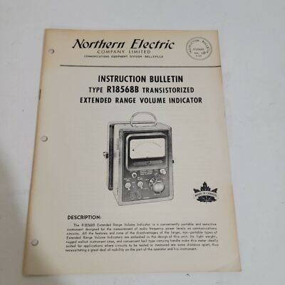 #ad Northern Electric Instruction Bulletin Tyoe R18568B Transistorized Extended $19.99