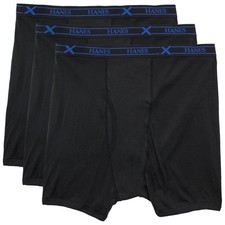 Big Men's Hanes Ultimate X-TEMP Underwear Boxer Briefs 2XL - 9XL Black 3-Pack