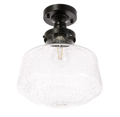 Flush Mount Bubble Glass Shade Black Kitchen Bathroom Hallway Light Fixture - Picture 9 of 11