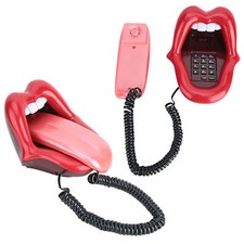 Landline Telephone Wired Red Large Tongue Desk Phone With Flashing Take-up LAM