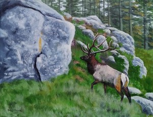 Scott Patton Art: "Stealing Away: Bull Elk" Original Western Wildlife Painting