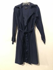 Club Monaco Size Xs/s -tp/p Lyocell Navy Blue Belt Trench Coat Jacket Women