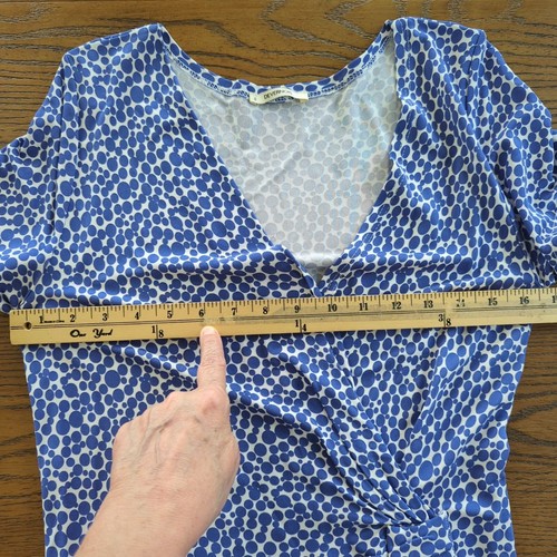 DEVERNOS short sleeve purple white faux wrap low cut V neck Summer dress Sz S - Picture 13 of 17