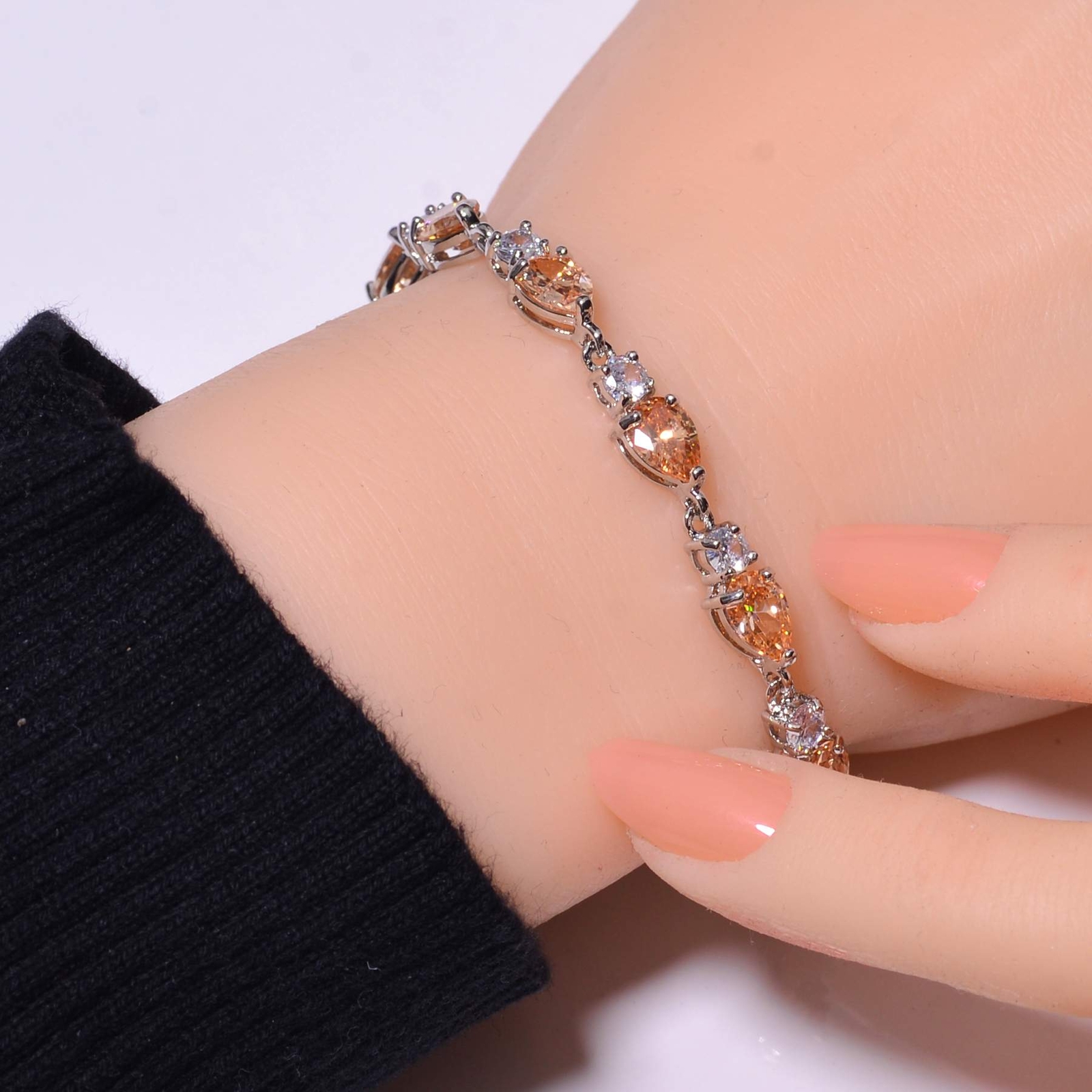 Yellow Sapphire & CZ Simulated 925 Sterling Silver Tennis Bracelet 7.99