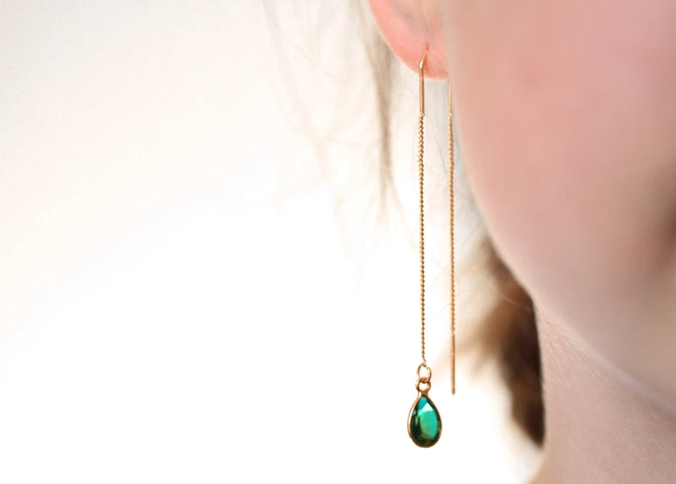 Ohrring Smaragd synthetisch Edelstein Geschenk Frau Mädchen Mutter Schwester - Bild 2 von 4